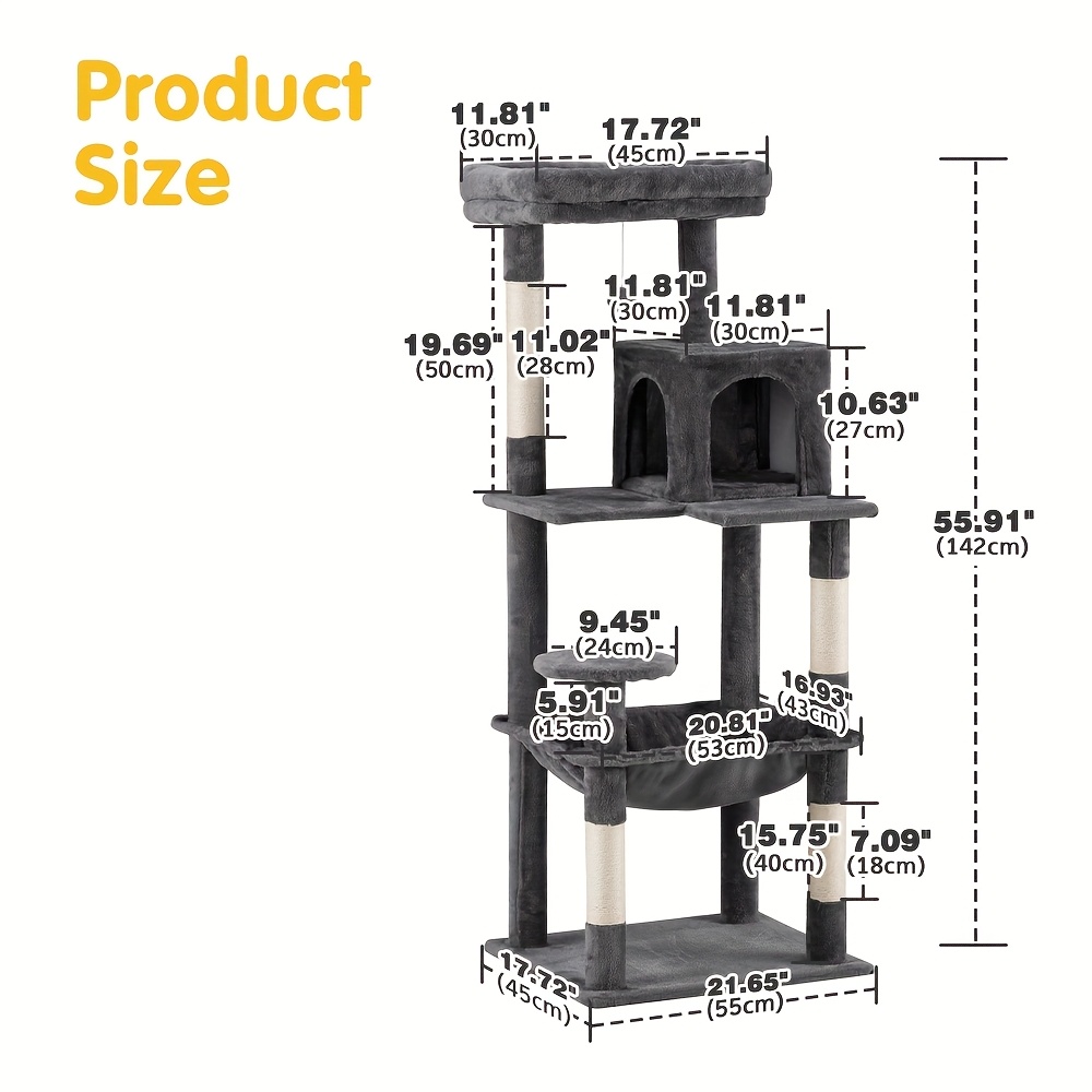 Cat Tree Scratching Post 142cm 5 Cat Tree Scratching Post 142cm - Image 5